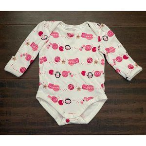 Gymboree Baby Girl Pink Penguin Candy Long Sleeved Bodysuit Holiday 3 6 3-6 M